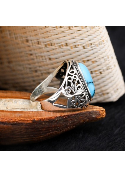 Firuze Taşlı Desenli 925 Ayar Erek Gümüş Yüzük fırsatları