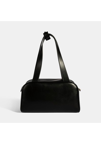 Kadın Siyah Monogram Logolu Deri Omuz Çantası fırsatları