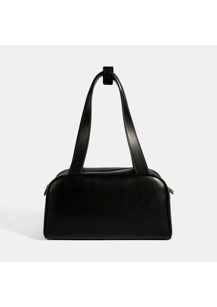 Kadın Siyah Monogram Logolu Deri Omuz Çantası indirimleri