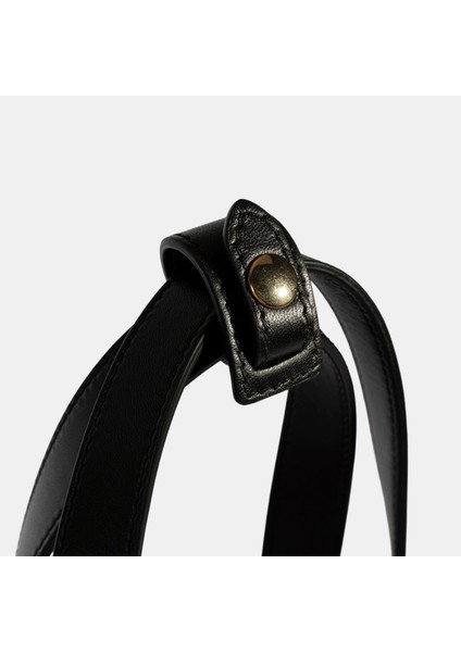 Kadın Siyah Monogram Logolu Deri Omuz Çantası