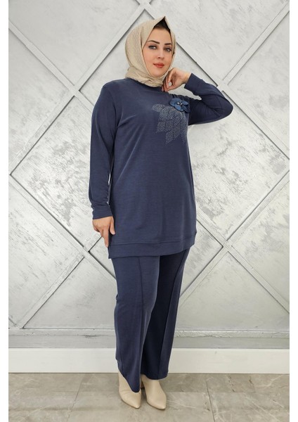 Kadın Dikme ve Taş Detaylı Tesettür Takım