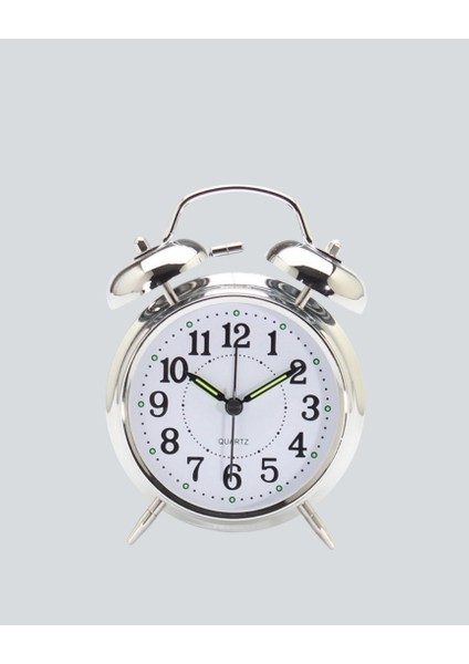 Techmrt Yuvarlak Gümüş Dekoratif Işıklı Masa Üstü Saat Alarmlı Sessiz Çalışma modelleri