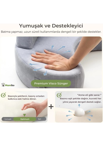 Bebek Emzirme Yastığı, Visco Yastık, Yıkanabilir Kılıf, Ergonomik Güvenlik Bariyerli Geniş Minder modelleri