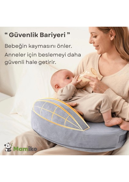 Bebek Emzirme Yastığı, Visco Yastık, Yıkanabilir Kılıf, Ergonomik Güvenlik Bariyerli Geniş Minder
