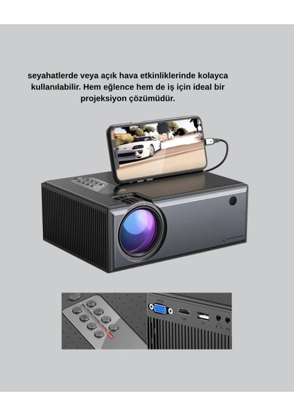 Techmrt Taşınabilir Full Hd Projeksiyon Cihazı Yüksek Parlaklık ve Geniş Bağlantı Seçenekli indirimleri