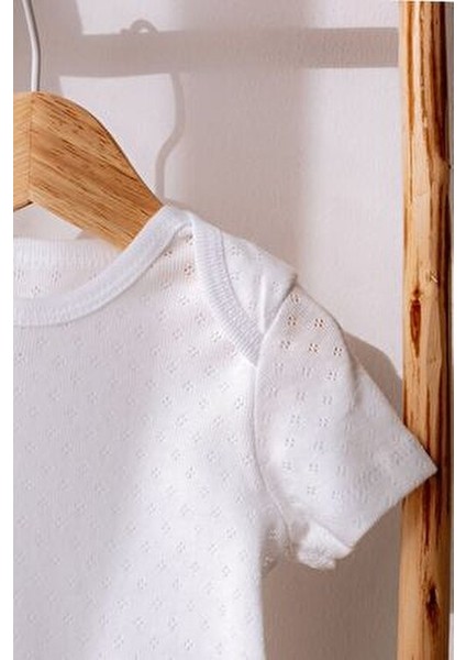 Organik Pamuk Kısa Kollu Bebek Body Seti 3lü Jakarlı Tasarım Rahat Kullanım