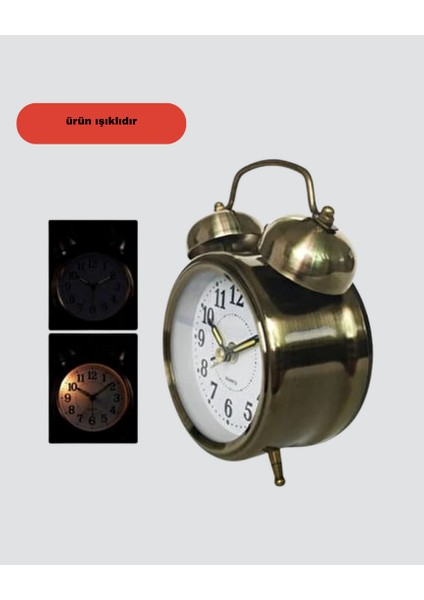 Techmrt Nostaljik Bronz Metal Alarmlı Masa Saati Büyük Boy Dekoratif ve Şık Tasarım fırsatları