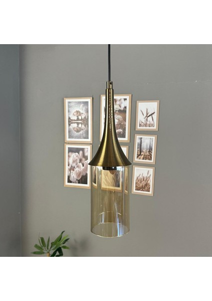 Windy Cam Bal Rengi Tekli Avize Eskitme Külah Başlık Retro Sarkıt Lamba Salon Aydınlatma modelleri