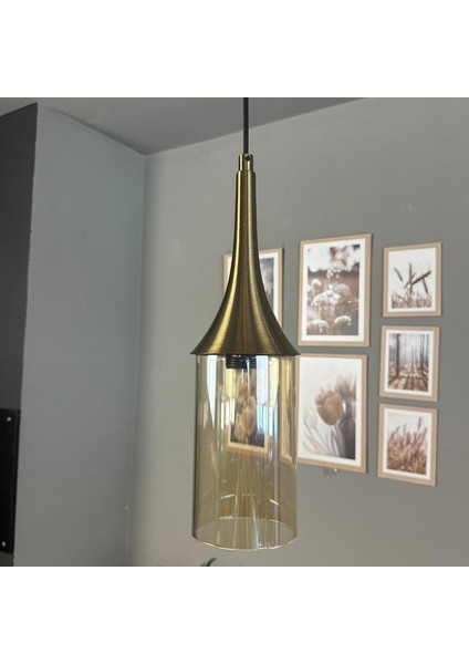 Windy Cam Bal Rengi Tekli Avize Eskitme Külah Başlık Retro Sarkıt Lamba Salon Aydınlatma fırsatları