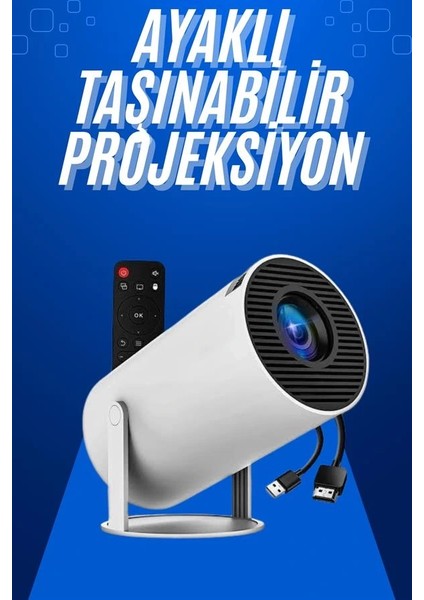 Taşınabilir Projeksiyon Ayaklı Projektör Android Uyumlu HDMI Girişli fiyatları