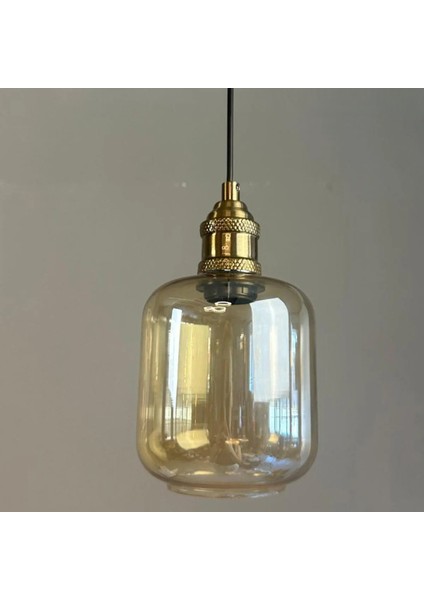 Diona Cam Bal Rengi Tekli Avize Lale Başlık Retro Sarkıt Lamba Salon Aydınlatma fiyatları