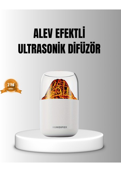 Techmrt Alev Efektli Ultrasonik Uçucu Yağ Difüzörü 280ML Su Tanklı ve Sessiz Çalışma Özellikli