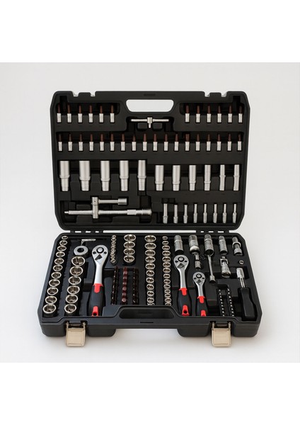 Lokma Anahtar Seti 173 Parça Profesyonel Çok Amaçlı El Alet Seti 1/2 3/8 1/4 6 Köşe Cr-V Çelik