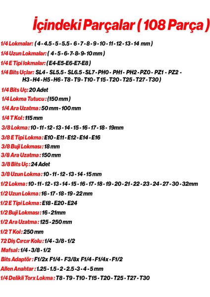 Lokma Anahtar Seti 173 Parça Profesyonel Çok Amaçlı El Alet Seti 1/2 3/8 1/4 6 Köşe Cr-V Çelik fiyatları