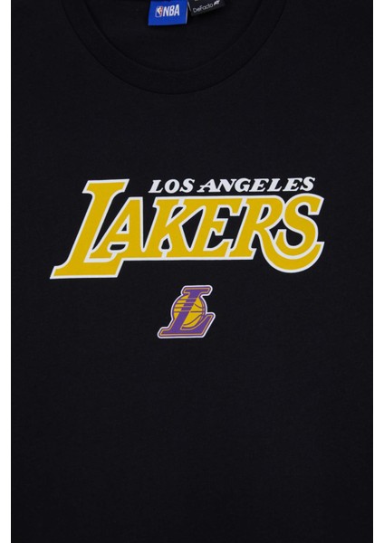 Fit NBA Los Angeles Lakers Oversize Geniş Kalıp Bisiklet Yaka Kısa Kollu Tişört