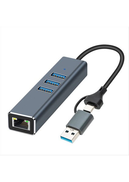 2 Inç Usb/usb-C 1gbps Hub Yerleştirme Istasyonu USB-RJ45 1000MBPS Adaptör USB 3.0 Hub Gigabit Ağ Kartı Dock Uzantısı (Yurt Dışından)