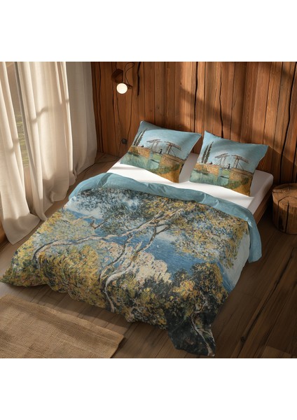 Bordighera & Arles'teki Langlois Köprüsü Çift Taraflı Nevresim Takımı 200 cm x 220 cm modelleri