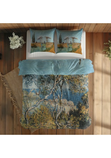 Bordighera & Arles'teki Langlois Köprüsü Çift Taraflı Nevresim Takımı 200 cm x 220 cm