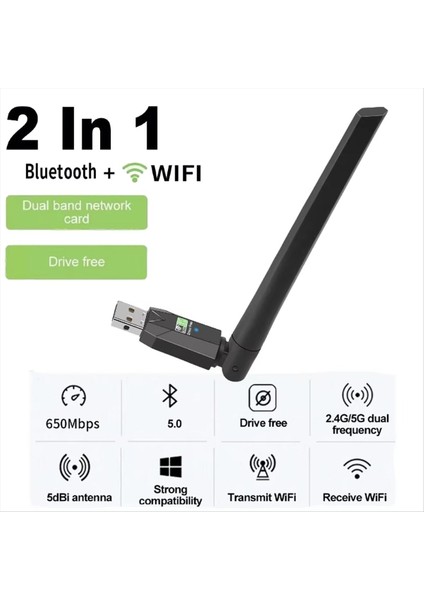 600MBPS USB Wifi Bluetooth Adaptör 2 In1 Ağ Kartı 2.4g 5ghz Çift Bant Wi-Fi Anten Mini Kablosuz Alıcı (Yurt Dışından) indirimleri