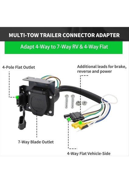 4 Yollu Düz Ila 7 Yollu ve 4 Yollu Düz Dişi Römork Kablo Bağdaştırıcısı Konektör Kiti, 4 Yönlü Düz Araç Tarafı Soketi Uyarlama (Yurt Dışından) fırsatları