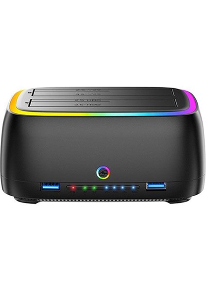 Çift Yuvalı Rgb Sabit Sürücü Istasyonu Hub/tf/sd Usb3 0 - Sata Tip-C HDD Bağlantı Istasyonu 2 5/3 5 Inç Hdd/ssd Ab Tak Için (Yurt Dışından)
