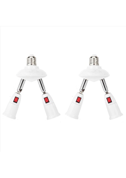 2x 360 Derece Ayarlanabilir - 2&#39 Si 1 Arada E27 Ayırıcı Soket Adaptörü E27 Standart LED Ampul Soket Adaptörü (Yurt Dışından)