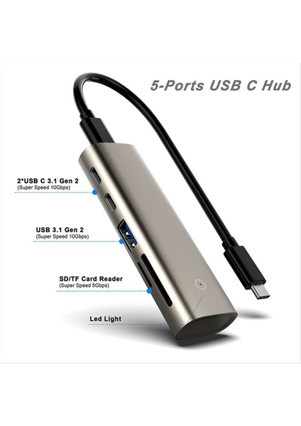 USB Hub Usb-A(Gen2)+2xusb-C(Gen 2)+ Sd/tf 3 0 Hub Dizüstü Bilgisayar Için Çoklu Splitter Adaptörü Pc Bilgisayar Aksesuarları (Yurt Dışından) fiyatları