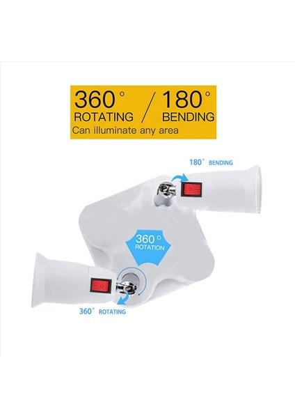 2x 360 Derece Ayarlanabilir - 2&#39 Si 1 Arada E27 Ayırıcı Soket Adaptörü E27 Standart LED Ampul Soket Adaptörü (Yurt Dışından) modelleri