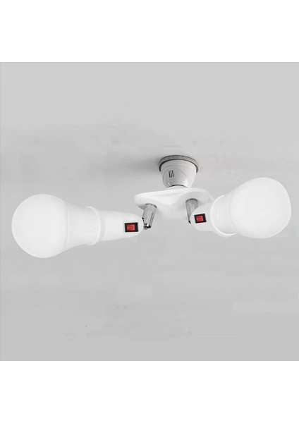 2x 360 Derece Ayarlanabilir - 2&#39 Si 1 Arada E27 Ayırıcı Soket Adaptörü E27 Standart LED Ampul Soket Adaptörü (Yurt Dışından) indirimleri