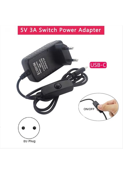 Orange Pi Zero 3 / 3b Ab Tak Için Açma/kapama Anahtarı Şarj Cihazı ile 5V 3A Güç Kaynağı USB Tip-C Güç Adaptörü (Yurt Dışından) modelleri