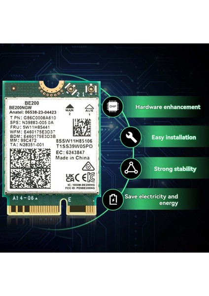 BE200 Wifi 7 KART+10DBI Anten 2.4g/5g/6ghz Bluetooth 5.4 Wifi Adaptör 8774MBPS WIN10/11 Için Kablosuz Ağ Kartı (Yurt Dışından) fiyatları