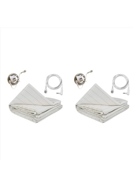 2 Takım 27X52 Inç Topraklama Levhası Iletken Gümüş Elyaf Malzeme Cilt Dostu ve Uyku Sini Artırın Ab Fişi (Yurt Dışından)