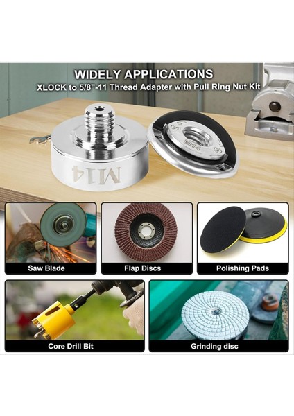 X-Lock Adaptörü, Öğütücü Adaptör KITI-M14 ve 5/8 Inç Iş Parçacığı, Kesme Diskleri ve Zımparalama Diskleri Için Açılı Öğütücü Adaptörü (Yurt Dışından) indirimleri