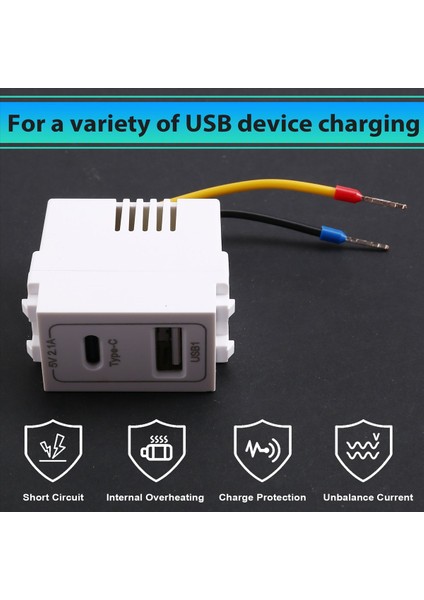 Yeni USB Tip-C Çift Bağlantı Noktası Güç Modülü 220V Soket 5V 2.1A Telefon Şarj Modülü Transformatör Şarj Gücü Adaptörü (Yurt Dışından) indirimleri