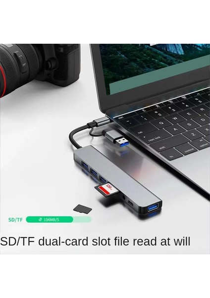 8 In 2 USB + Tip C Hub Yerleştirme Istasyonu ile 3 5mm Ses Jak Adaptörü Sd Kart Okuyucu Dizüstü Tablet Disk Dönüştürücü (Yurt Dışından) fırsatları