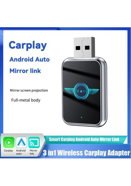 3 In1 Kablosuz Carplay Ayna Bağlantı Carplay Android Otomatik USB Dongle Adaptörü Bluetooth + Wifi Kablolu Carplay - Kablosuz A (Yurt Dışından) fırsatları