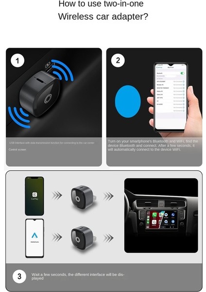 Kablosuz Carplay Android Auto Box 2in1 Kablolu Kablosuz Dongle Otomatik Bağlantı Adaptörü Bluetooth Tak ve Çalıştır Mini Kutu (Yurt Dışından) indirimleri