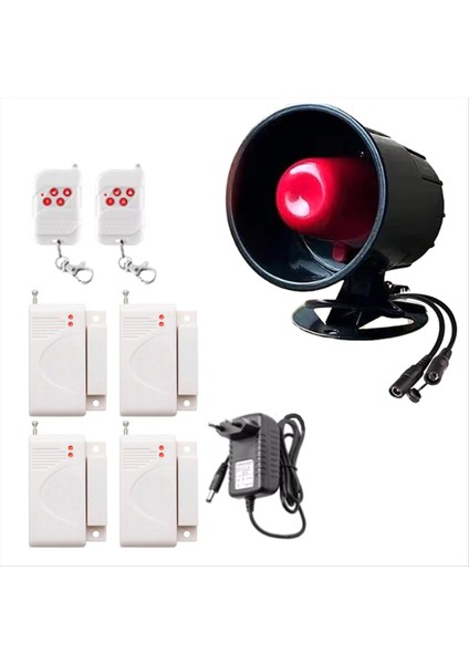 433MHZ Kablosuz Alarm Siren Sistemi Ev Güvenliği Hırsız Alarmı Kapı Sensörü Uzun Aralıklı Kolay Kurulum Ab Fişi (Yurt Dışından)