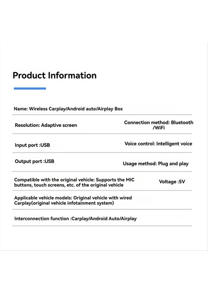 Kablosuz Carplay 3 In1 Airplay Carplay Apple Otomatik USB Dongle Adaptörü Bluetooth + Wifi Kablolu Carplay - Kablosuz A (Yurt Dışından) fiyatları