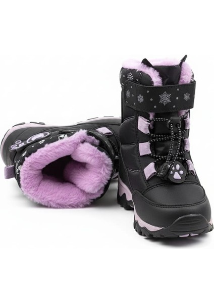Kız Çocuk Kışlık Bot Su Geçirmez Kürklü Kaymaz Tabanlı Dayanıklı Cırt Cırtlı fırsatları