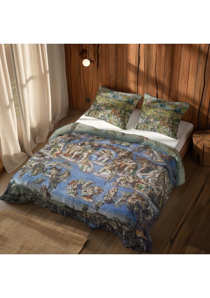 Dünyevi Zevkler Bahçesi & Son Yargı Çift Taraflı Nevresim Takımı 200 cm x 220 cm