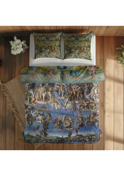 Dünyevi Zevkler Bahçesi & Son Yargı Çift Taraflı Nevresim Takımı 200 cm x 220 cm