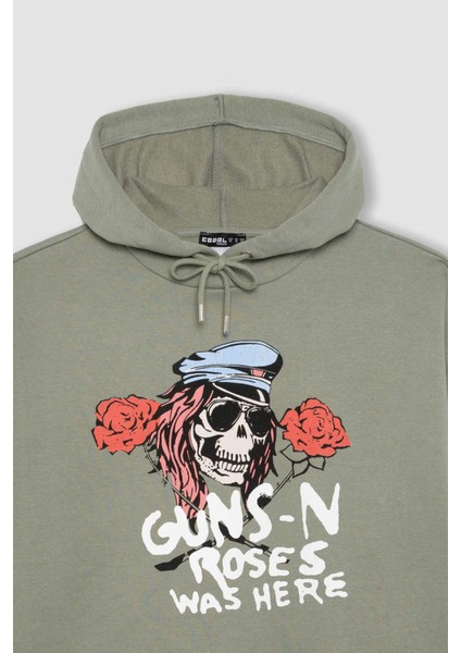 Coool Guns N' Roses Oversize Geniş Kalıp Kapüşonlu Kanguru Cepli Kalın Sweatshirt