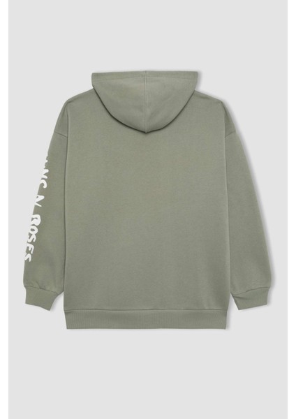 Coool Guns N' Roses Oversize Geniş Kalıp Kapüşonlu Kanguru Cepli Kalın Sweatshirt