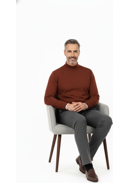 Erkek Kışlık Pamuklu Triko Ince Örme Yarım Balıkçı Yaka Kazak Rahat Kesim Tam Kalıp fiyatları