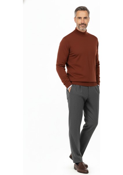 Erkek Kışlık Pamuklu Triko Ince Örme Yarım Balıkçı Yaka Kazak Rahat Kesim Tam Kalıp modelleri