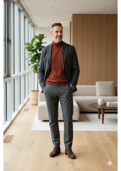 Erkek Kışlık Pamuklu Triko Ince Örme Yarım Balıkçı Yaka Kazak Rahat Kesim Tam Kalıp fırsatları