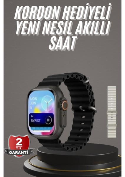 2025 Model Akıllı Saat Çift Kordon Ios ve Android Arama Cevaplama Sesli Asistan