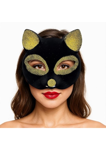 Bfs siyah Renk Gold Simli Süet Kaplama Kedi Maskesi 18X14 cm fırsatları