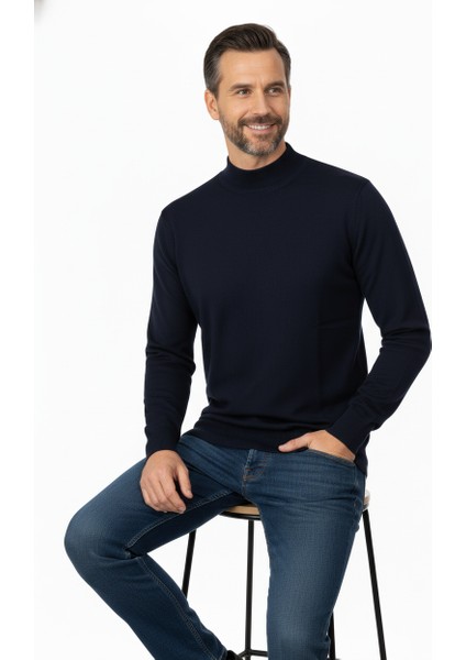 Erkek Kışlık Pamuklu Triko Ince Örme Yarım Balıkçı Yaka Kazak Rahat Kesim Tam Kalıp fiyatları